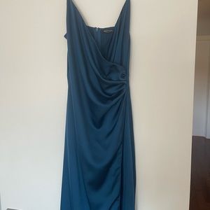 Nasty Gal navy blue ruched dress